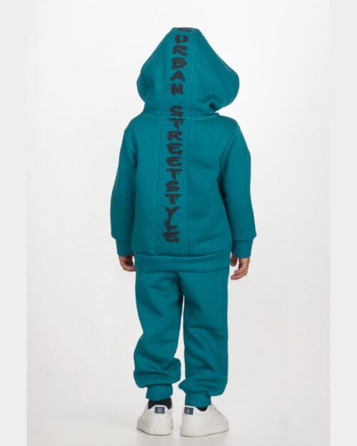 Παιδικό σετ φόρμας fleece πετρόλ με ζακέτα (3 τμχ) - Image 2