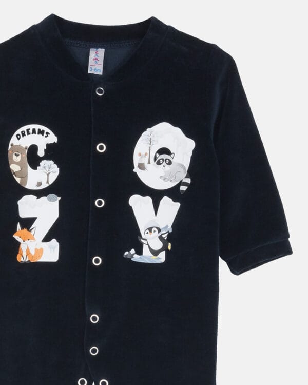 Βρεφικό φορμάκι βελουτέ μπλε σκούρο Cozy - Image 3