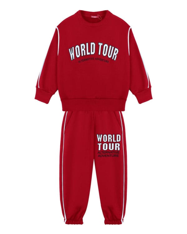 Παιδικό σετ φόρμας αχνούδιαστο κόκκινο World tour