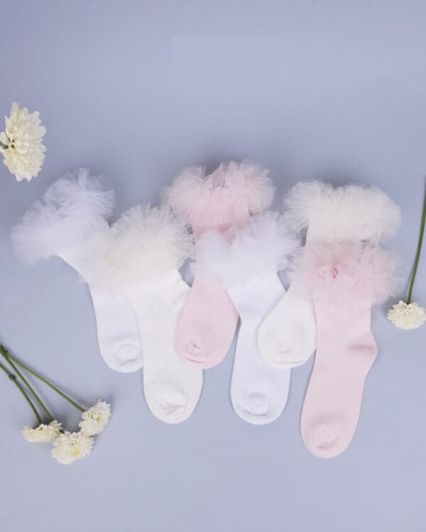 Παιδικές κάλτσες λευκές με φρου-φρου - Image 2