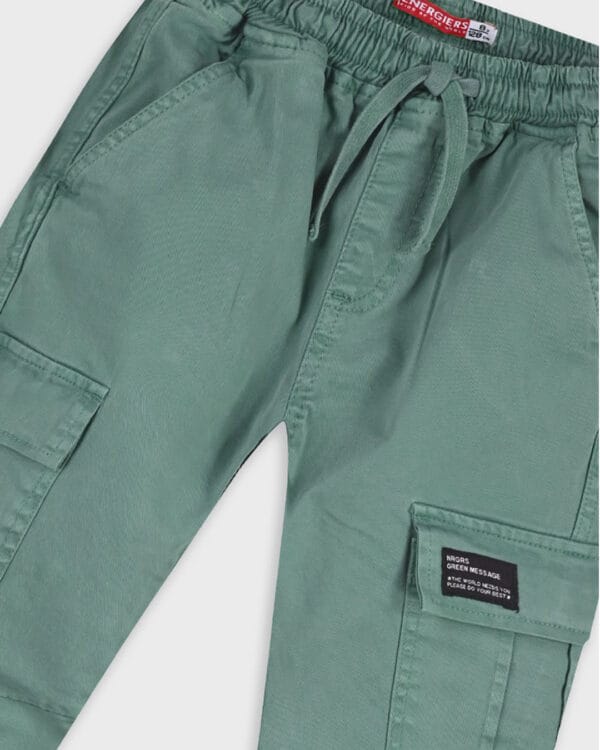 Παιδικό σετ ανθρακί-μέντα με πουκάμισο και cargo παντελόνι - Image 5