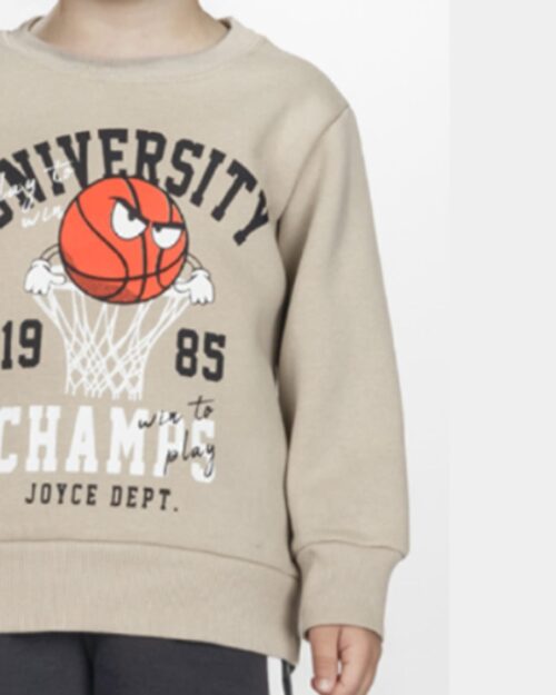 Παιδικό σετ φόρμας fleece μπεζ-ανθρακί Basketball - Image 2