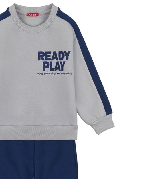 Παιδικό σετ φόρμας fleece γκρι-μπλε Ready Play - Image 3