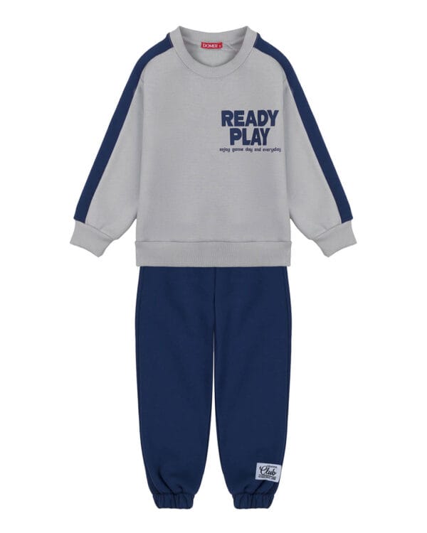 Παιδικό σετ φόρμας fleece γκρι-μπλε Ready Play