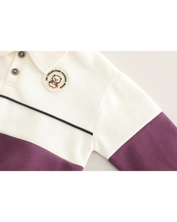 Παιδικό σετ φόρμας αχνούδιαστο εκρού-μωβ - Image 4