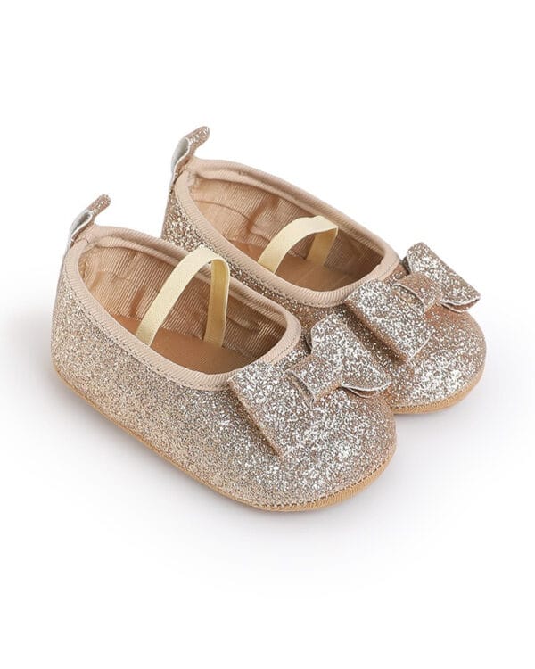 Μπαλαρίνες χρυσές glitter με φιόγκο