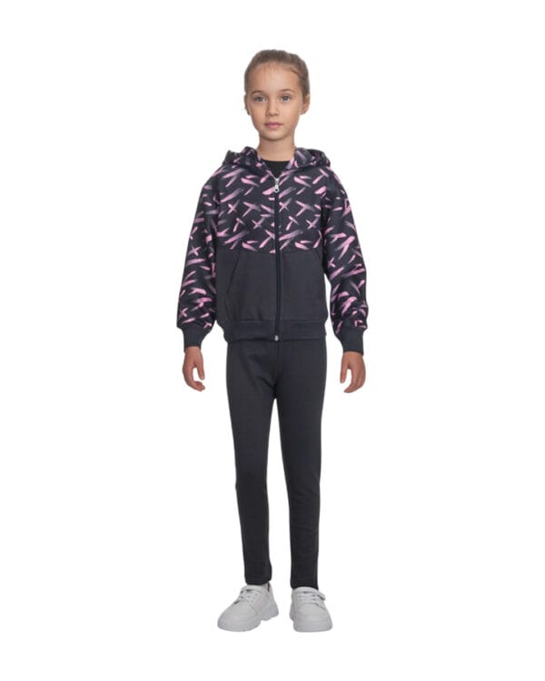 Παιδικό σετ ανθρακί με ζακέτα και κολάν Paint Strokes