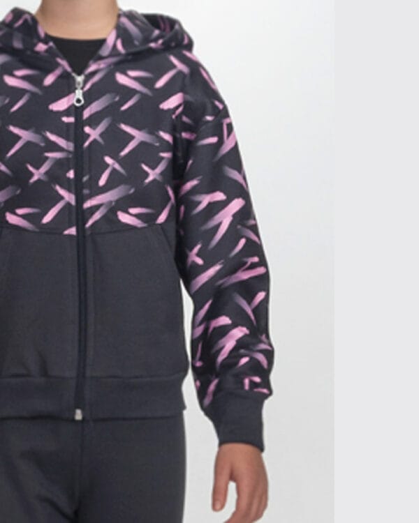 Παιδικό σετ ανθρακί με ζακέτα και κολάν Paint Strokes - Image 2