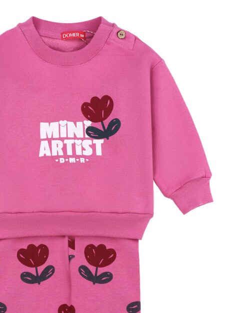Βρεφικό σετ fleece ροζ Mini Artist με κολάν - Image 4