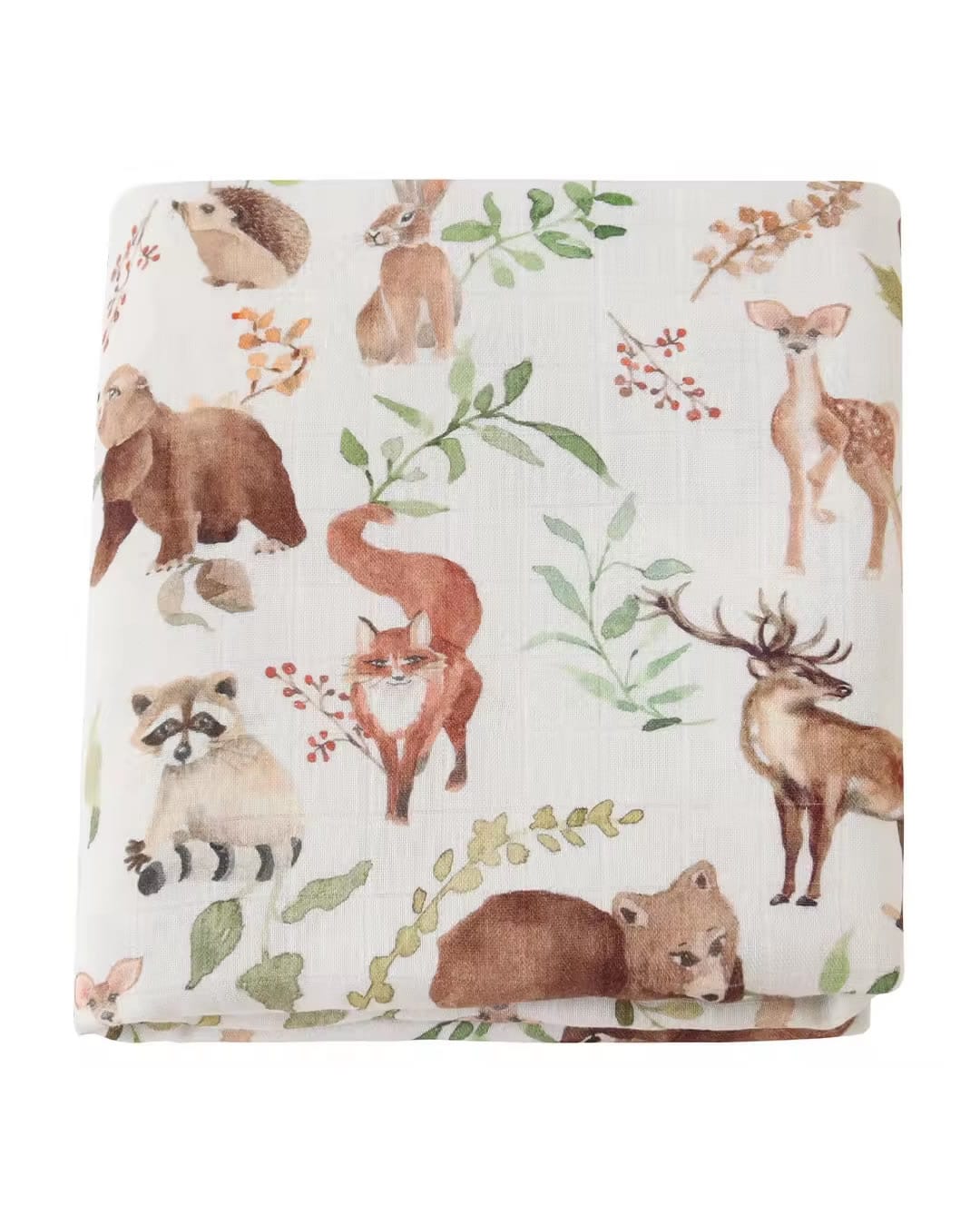 BLN06 Πάνα μουσελίνας εκρού με Ζωάκια του δάσους - Image 1