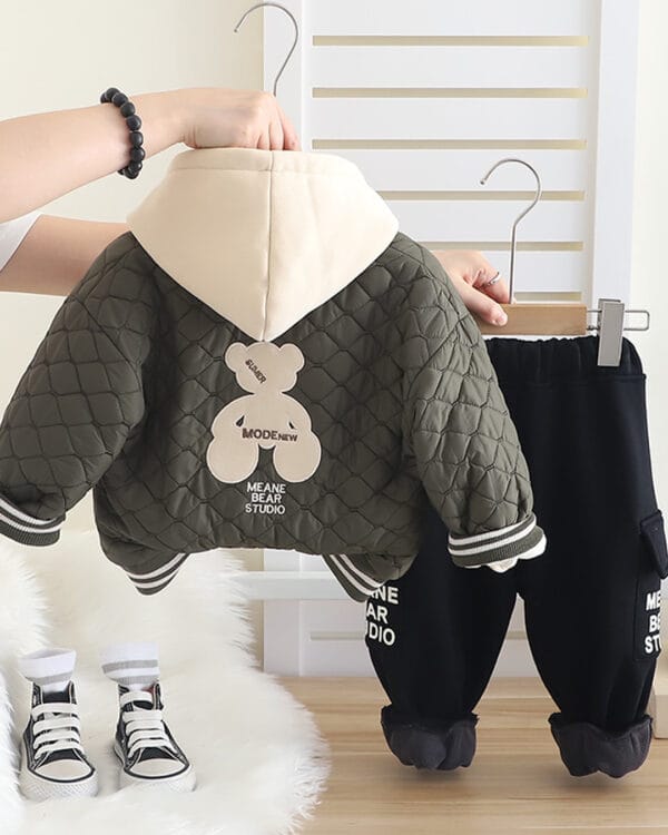 Παιδικό σετ φόρμας fleece με μπουφανάκι (3 τμχ) - Image 3