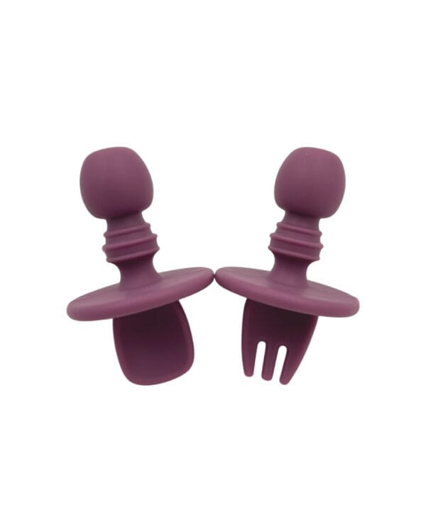 Κουτάλι - πιρούνι σιλικόνης μωβ (μικρό)