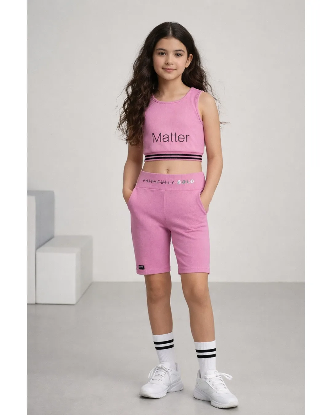 Παιδικό σετ βιολετί με κολάν biker - Image 2