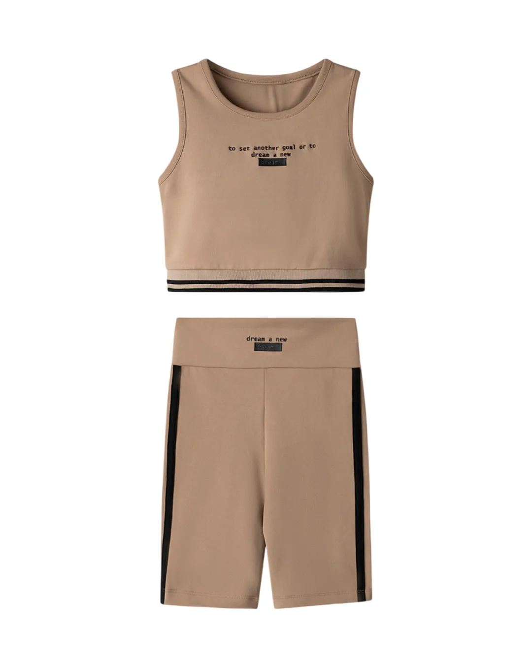 Παιδικό σετ σκούρο μπεζ με κολάν biker - Image 1