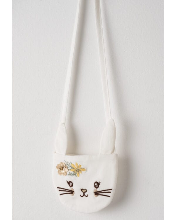 Παιδικό σετ λευκό floral με κολάν capri και τσαντούλα - Image 3