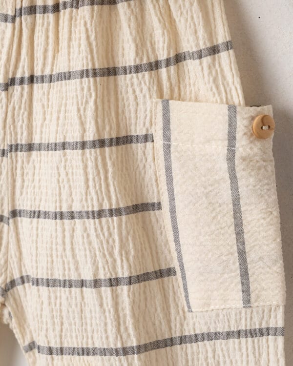 Βρεφικό σετ μπεζ λινό με πουκάμισο (3τμχ) - Image 3