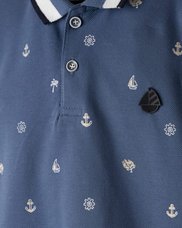 Βρεφικό σετ μπλε με βερμούδα cargo - Image 2