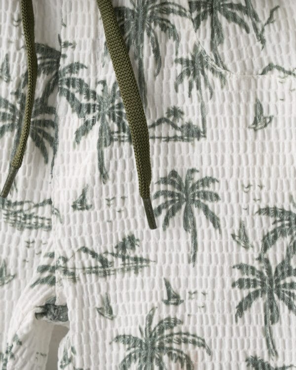 Βρεφικό σετ λευκό-λαδί tropical με πουκάμισο (3τμχ) - Image 3