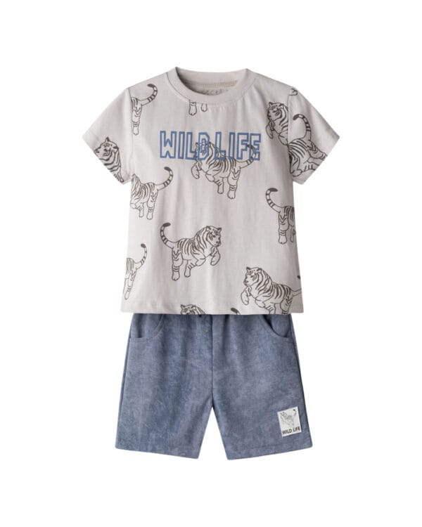 Παιδικό σετ γκρι-μπλε με σορτς