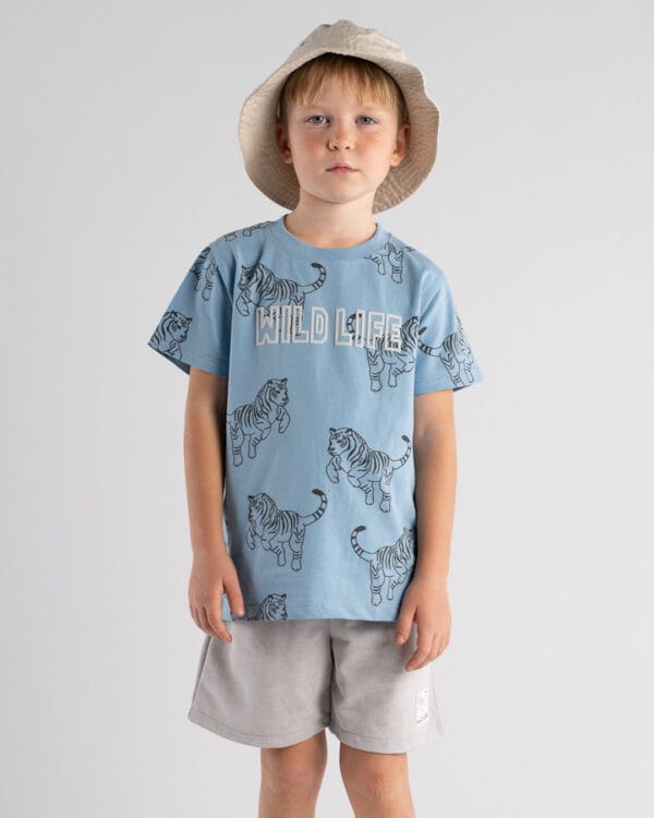 Παιδικό σετ γαλάζιο-γκρι με σορτς - Image 2