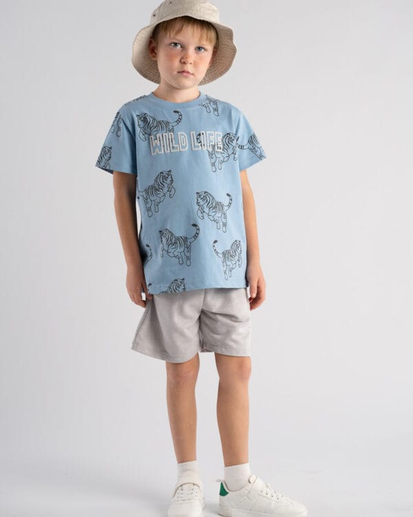 Παιδικό σετ γαλάζιο-γκρι με σορτς - Image 3