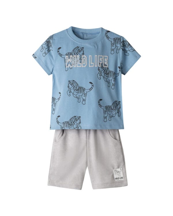 Παιδικό σετ γαλάζιο-γκρι με σορτς