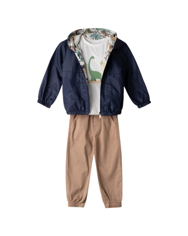 Παιδικό σετ με παντελόνι και μπουφάν εποχής διπλής όψης (3τμχ)