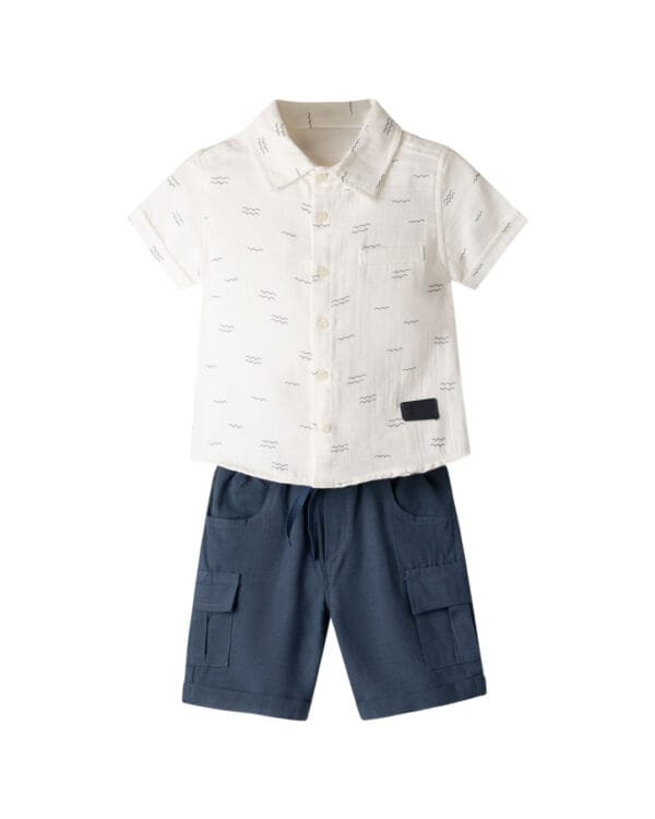Παιδικό σετ λευκό-μπλε με πουκάμισο