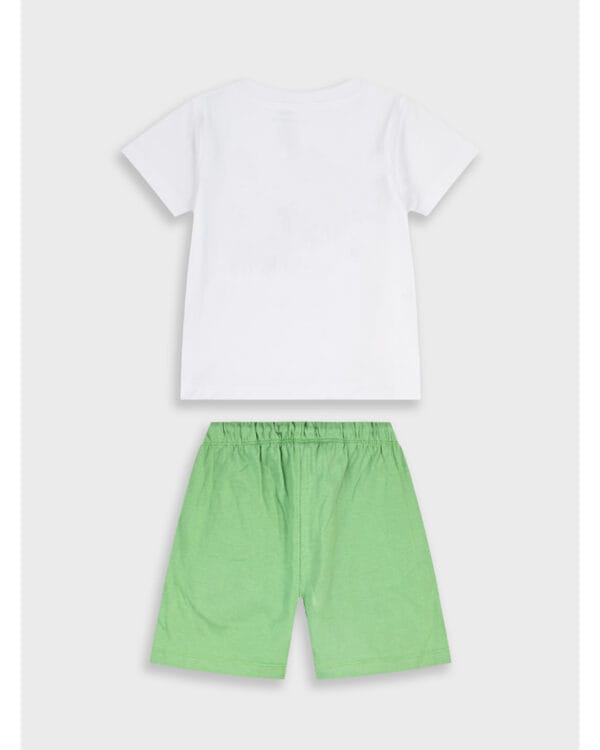 Παιδικό σετ λευκό-πράσινο με σορτς - Image 3