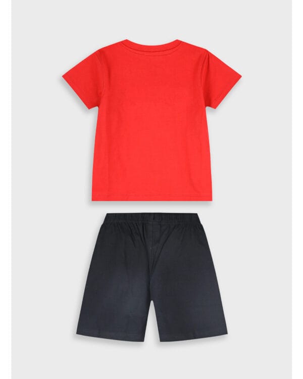 Παιδικό σετ κόκκινο-μαύρο Football με σορτς - Image 3