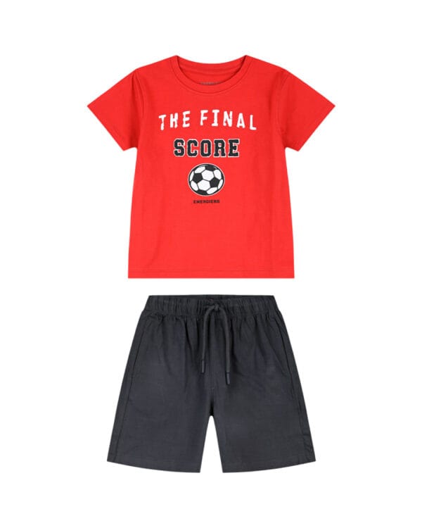 Παιδικό σετ κόκκινο-μαύρο Football με σορτς