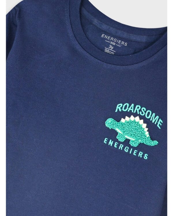 Παιδικό σετ φόρμας αχνούδιαστο μπλε σκούρο Dino - Image 2