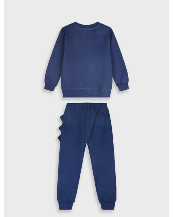 Παιδικό σετ φόρμας αχνούδιαστο μπλε σκούρο Dino - Image 3