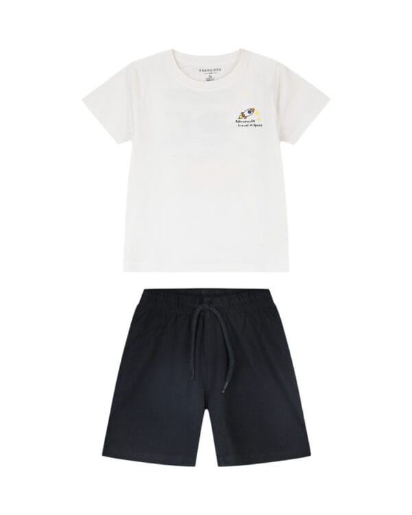 Παιδικό σετ λευκό-μαύρο Astronauts με σορτς