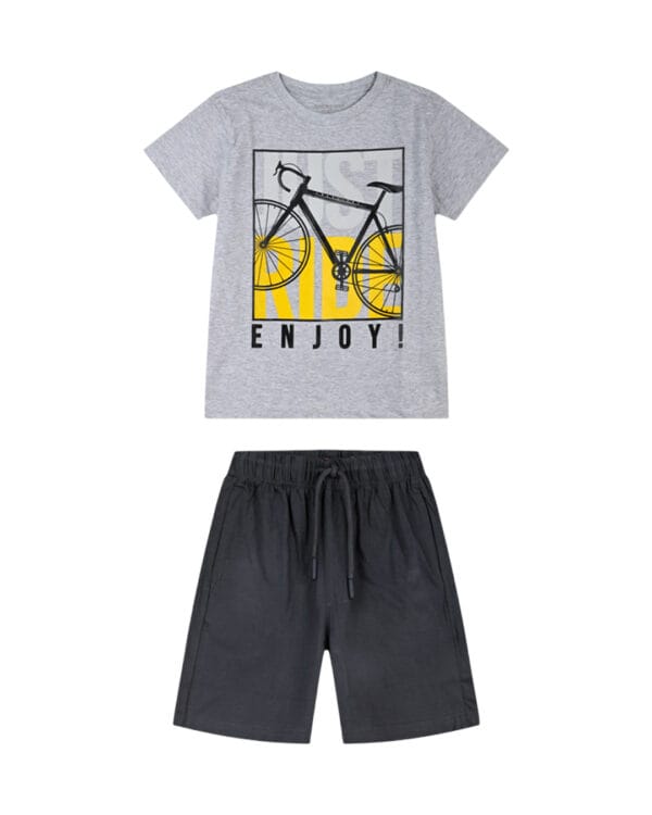 Παιδικό σετ γκρι-μαύρο με σορτς