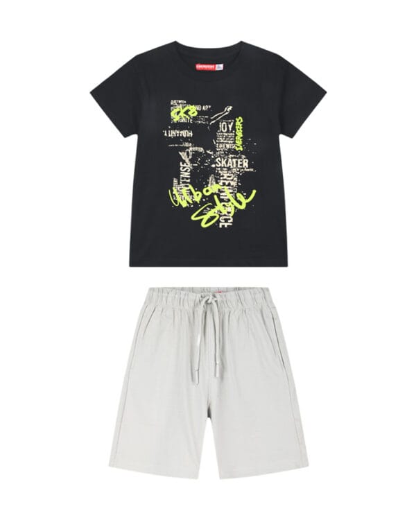 Παιδικό σετ μαύρο-μπεζ της άμμου με σορτς
