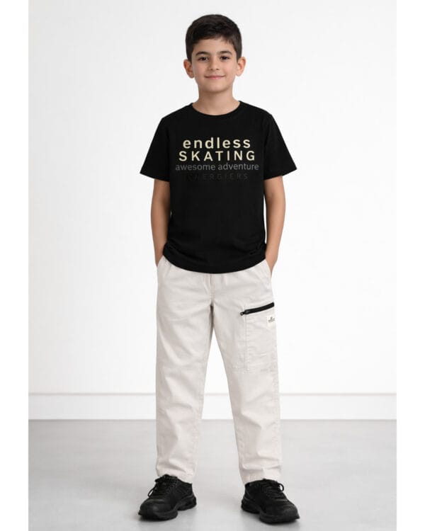 Παιδικό σετ μαύρο-μπεζ της άμμου με παντελόνι cargo - Image 2