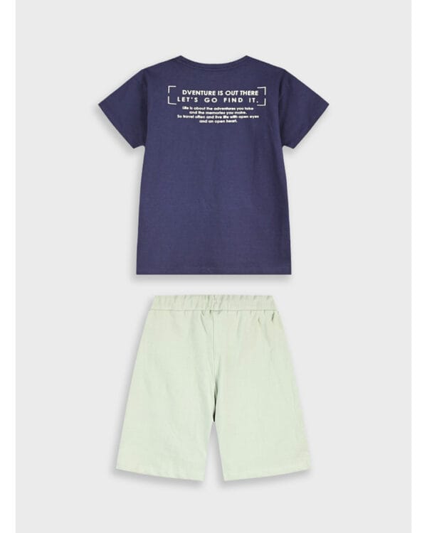Παιδικό σετ μπλε σκούρο-μπεζ της άμμου με σορτς - Image 3