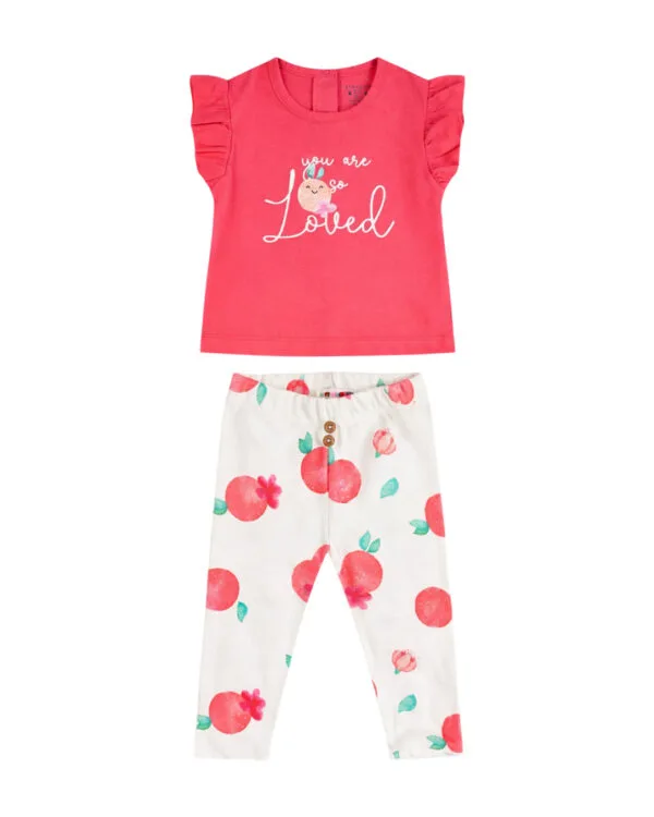 Βρεφικό σετ κοραλί με κολάν Ροδάκινα