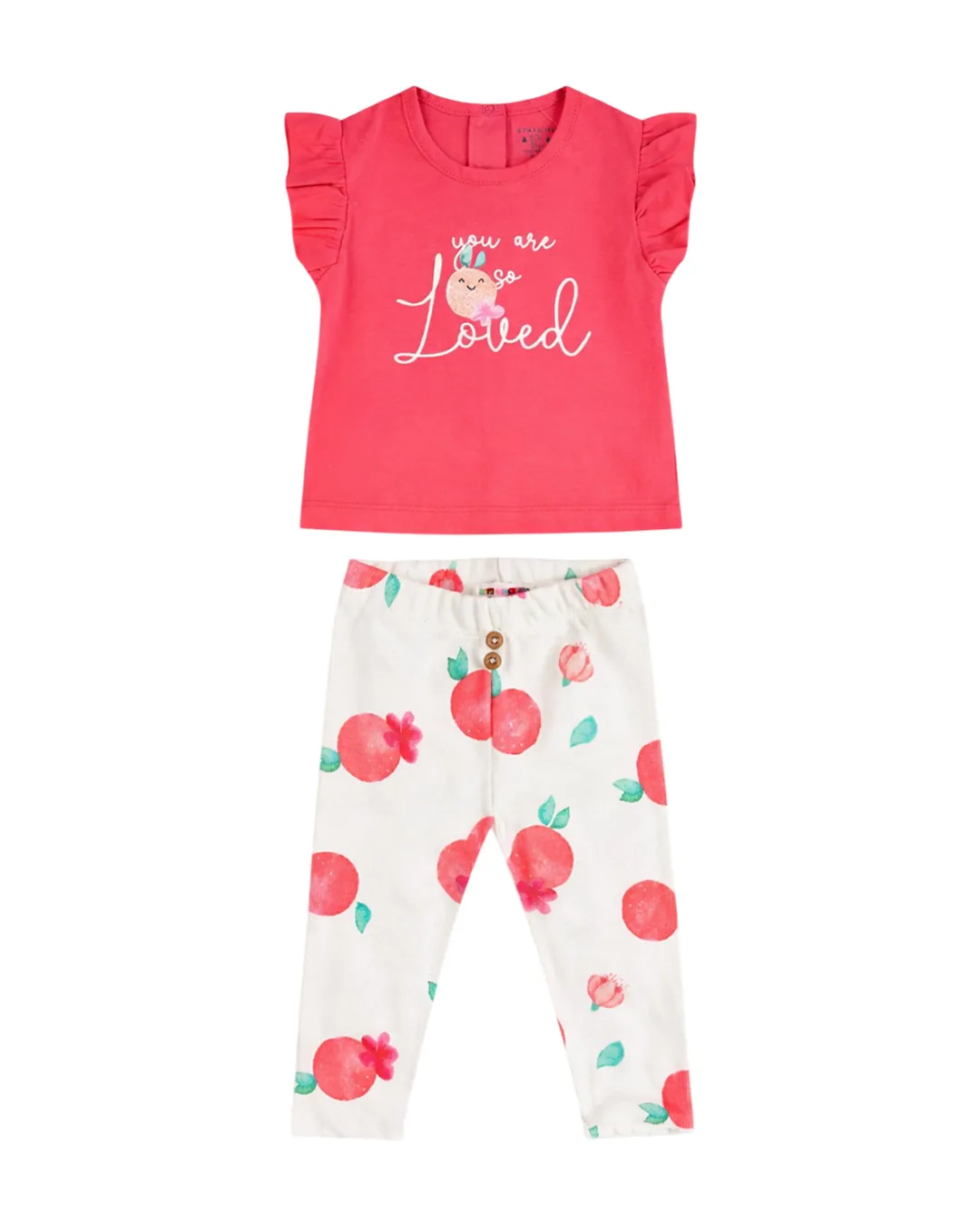 Βρεφικό σετ κοραλί με κολάν Ροδάκινα - Image 1