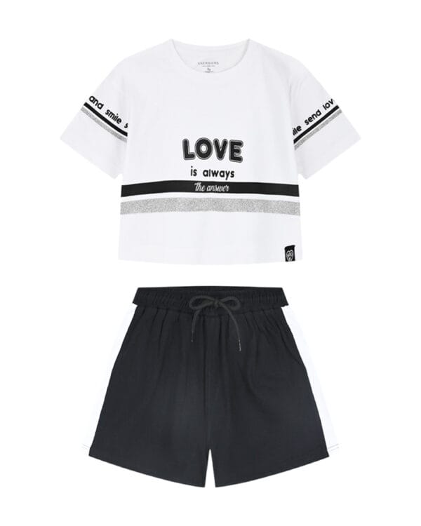 Παιδικό σετ λευκό-μαύρο με σορτς