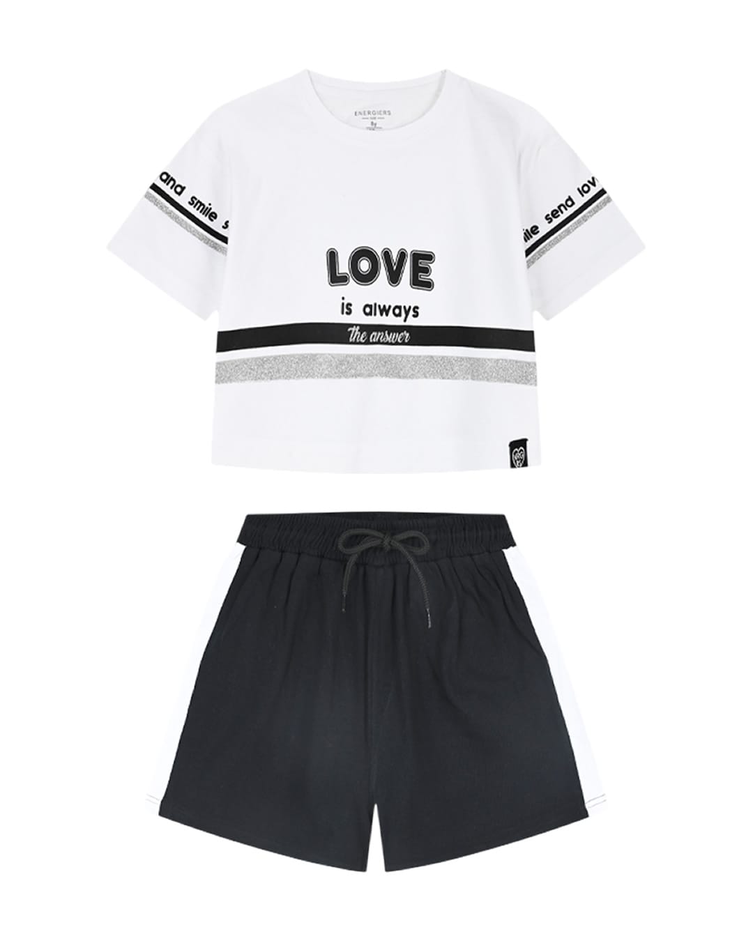 15-226290-0-2 Παιδικό σετ λευκό-μαύρο με σορτς - Image 1