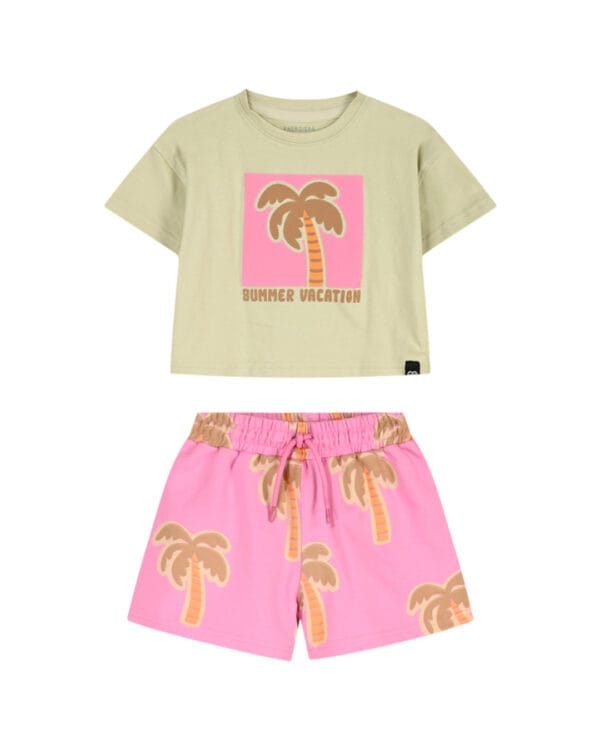 Παιδικό σετ μπεζ-ροζ με σορτς