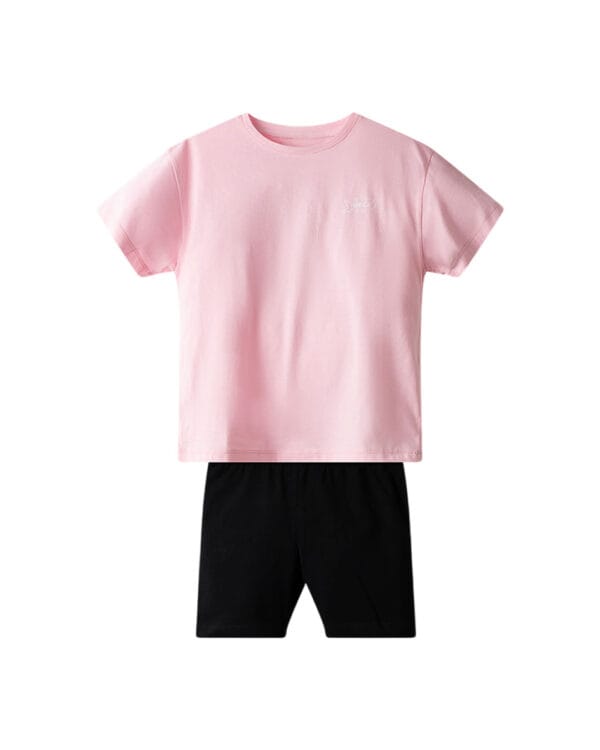 Παιδικό σετ ροζ-μαύρο με κολάν biker