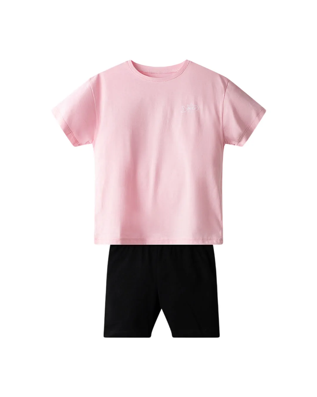 Παιδικό σετ ροζ-μαύρο με κολάν biker - Image 1