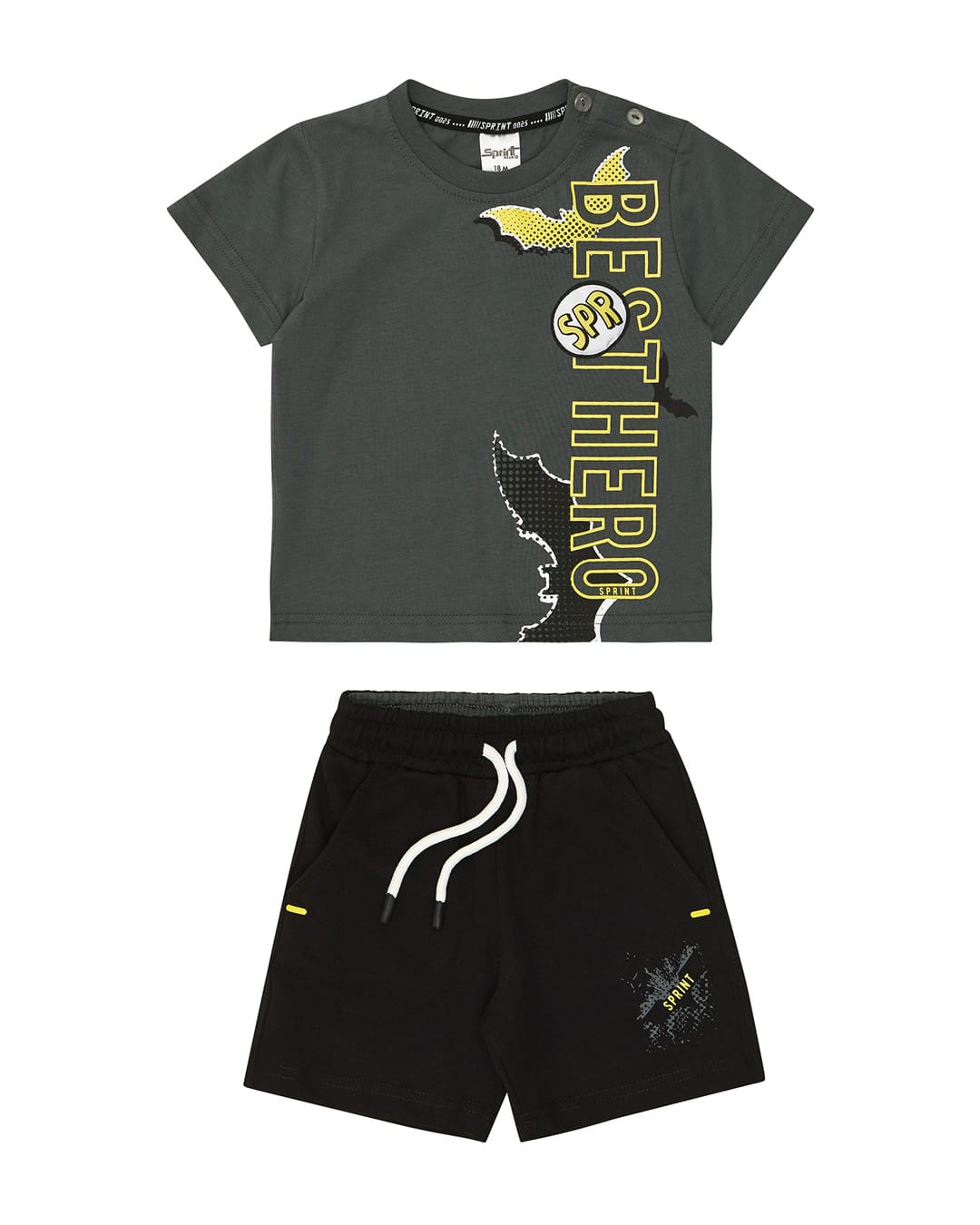 261-1027-2 Παιδικό σετ ανθρακί-μαύρο με σορτς Batman (με φωτάκι Led) - Image 1