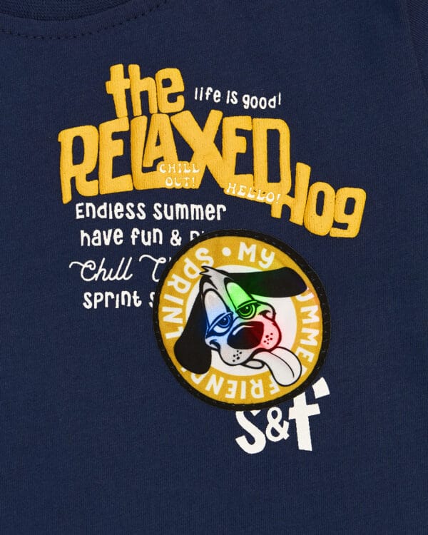 Παιδικό σετ μπλε σκούρο-κίτρινο με σορτς Relaxed Dog (με φωτάκι Led) - Image 5