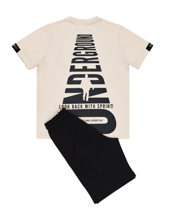 Παιδικό σετ μπεζ-μαύρο με σορτς Underground - Image 6