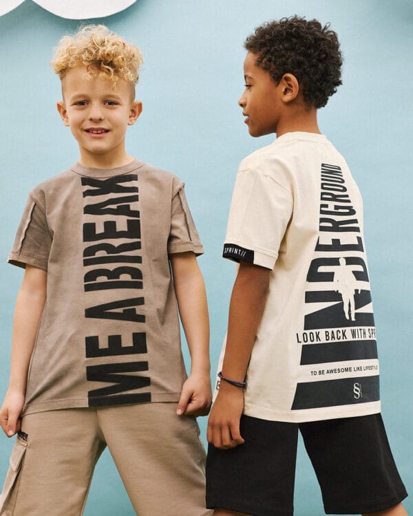 Παιδικό σετ μπεζ-μαύρο με σορτς Underground - Image 4