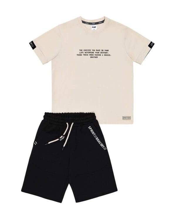 Παιδικό σετ μπεζ-μαύρο με σορτς Underground